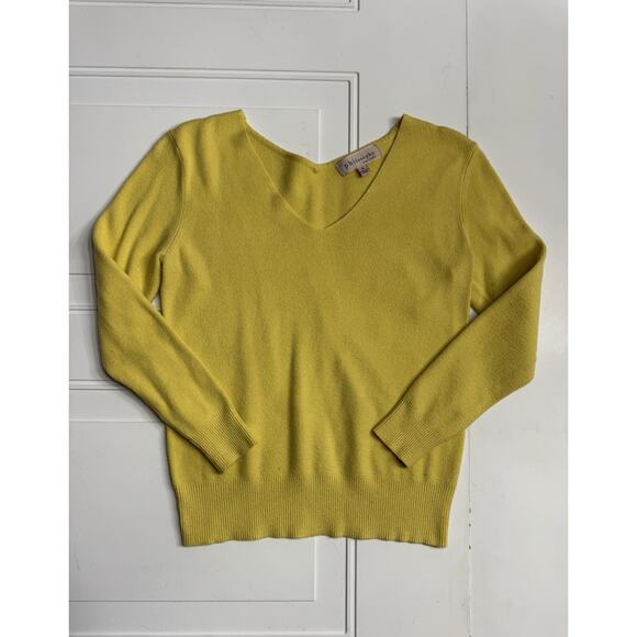 Philosophy Sweater Womens Small Yellow Knit Long Sleeve V Neck Lightweight - Picture 1 of 5